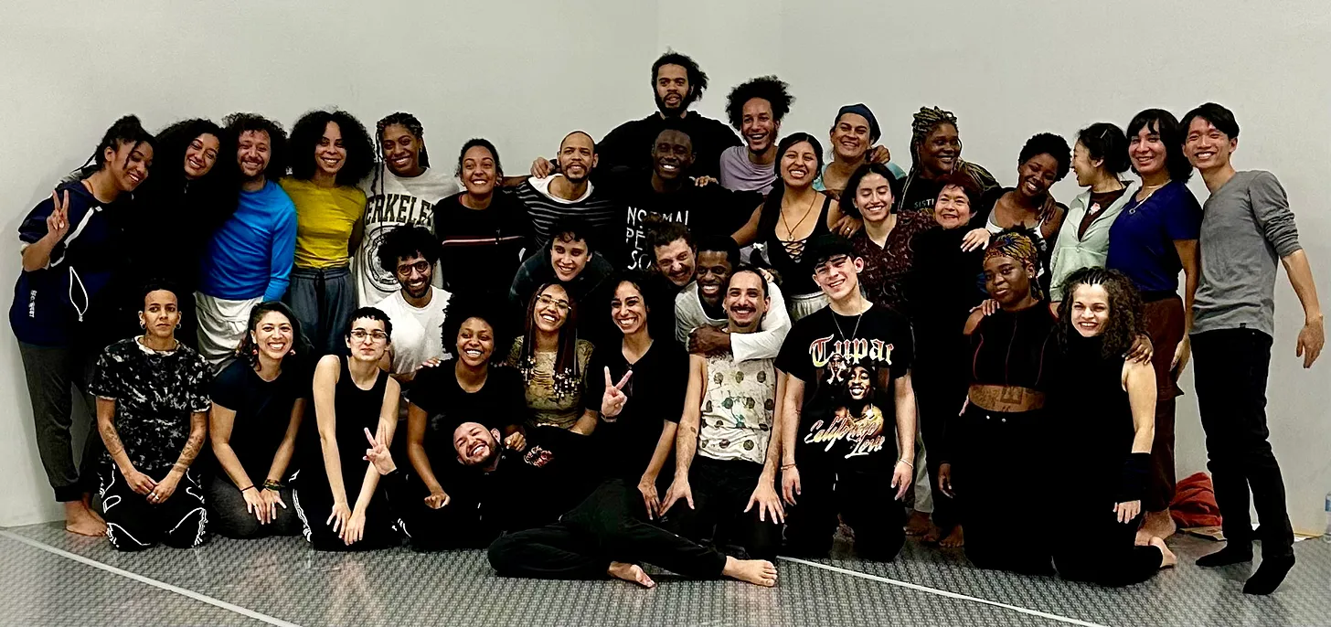Marina Santo ( center foreground) in rehearsal for Más Allá de la Piel