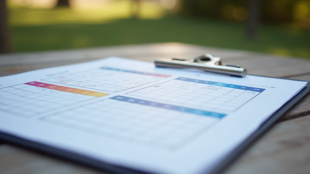 Close-up of a corporate event planning checklist and schedule on a clipboard outdoors