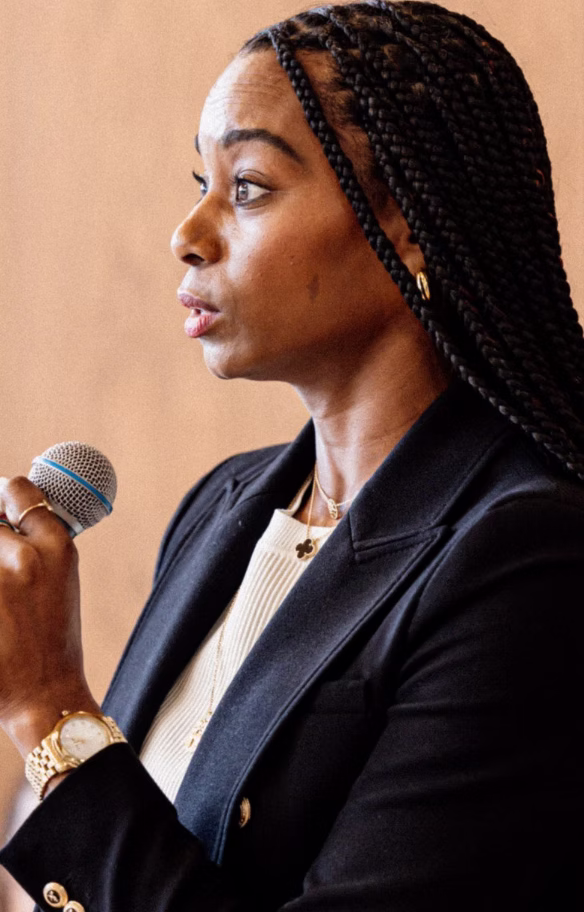Speaker participating in a community dialogue during the Fircrest Black History Month event celebrating diversity and inclusion.