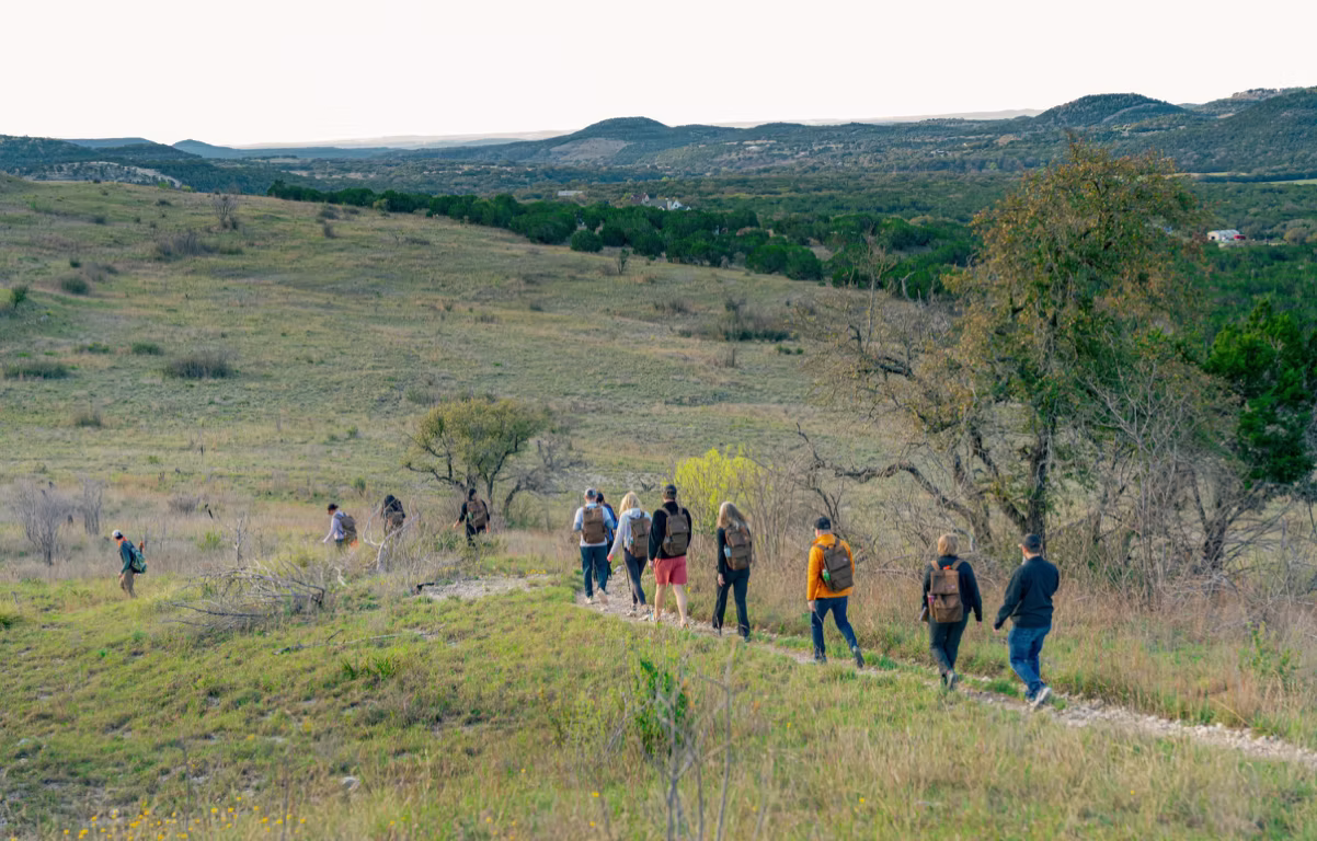 Executive leaders gathered outdoors for a guided networking and leadership workshop during the Copperbox SXSW activation.