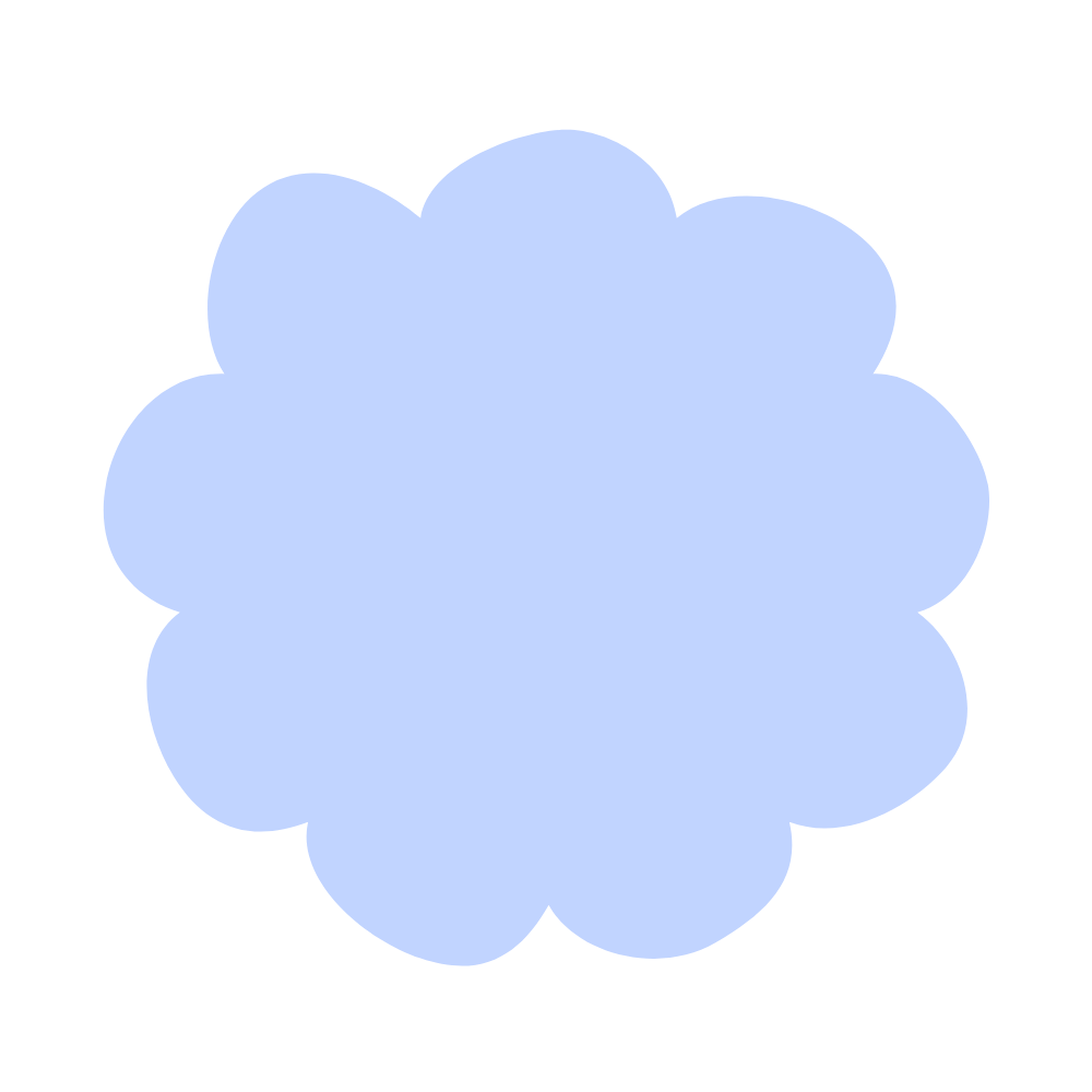 Light blue flower-shaped flourish with rounded petals