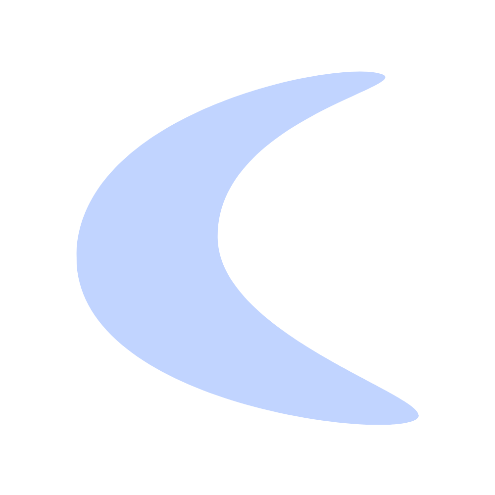 Light blue crescent moon flourish