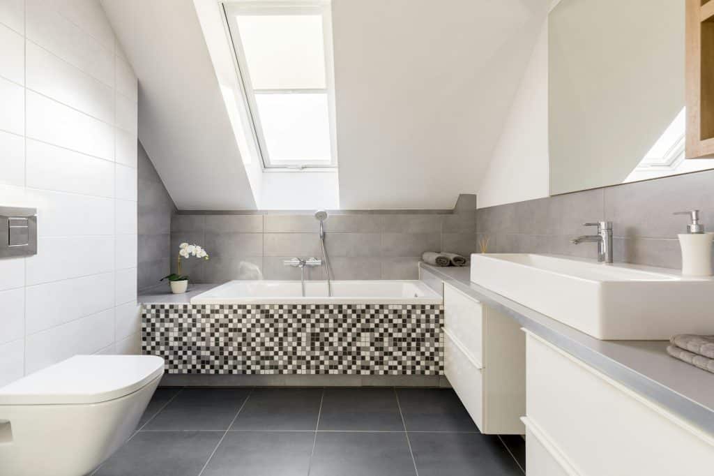 Grey and white bathroom