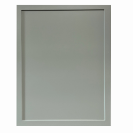 Slim Shaker cabinet door frame in soft green finish with clean, minimal lines.