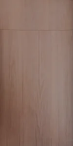 Frameless cabinet door in light natural wood finish with vertical grain and flat slab style.