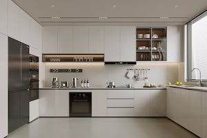 Iconic Cabinetry showroom display featuring white shaker cabinets