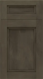 Matte light gray shaker cabinet door with minimalist recessed panel and clean lines