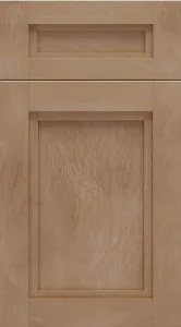 Cream-colored raised panel cabinet door with intricate trim details and classic profile