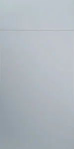 Frameless cabinet front in glossy white finish with a sleek, ultra-modern look
