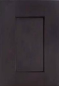 Dark iron gray Shaker-style cabinet door with sharp edges and a matte finish