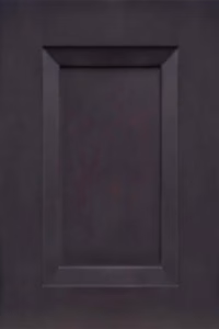Metallic gray Shaker-style cabinet door with a slight sheen and flat panel profile