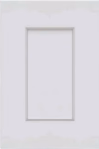 White Shaker cabinet door with a clean, minimalist profile and smooth painted finish